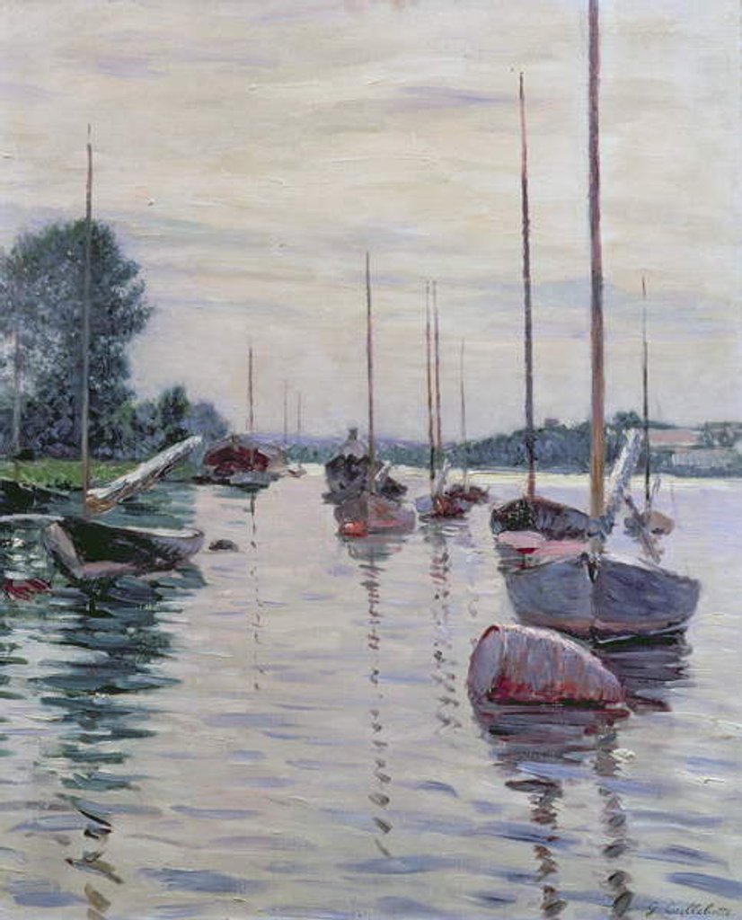 Detail of Boats Anchored on the Seine by Gustave Caillebotte