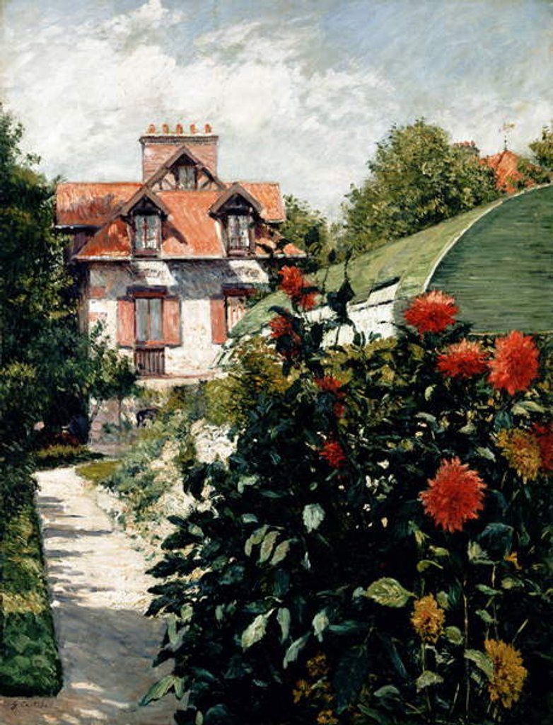 Detail of The Dahlias, garden at Petit Gennevilliers, 1893 by Gustave Caillebotte