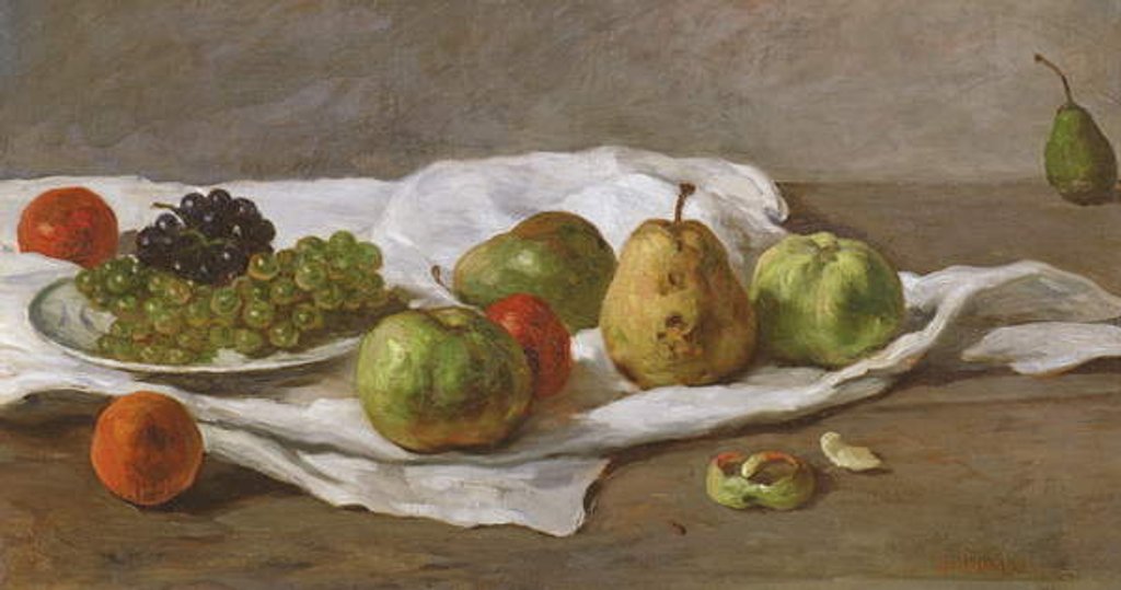 Detail of Apples, pears and grapes by Gustave Courbet