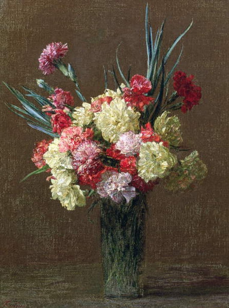 Detail of Carnations by Ignace Henri Jean Fantin-Latour
