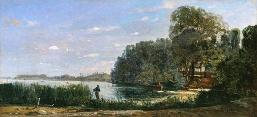 Detail of The Banks of the Seine at St.-Ouen, 1865 by Paul Camille Guigou