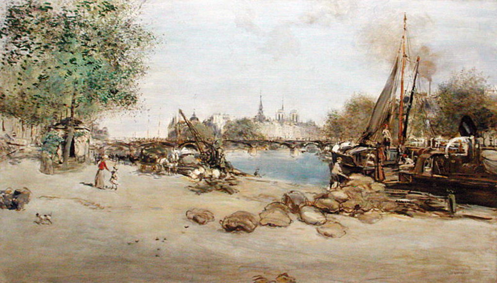 Detail of The Port St.Nicolas in Paris by Jean Francois Raffaelli