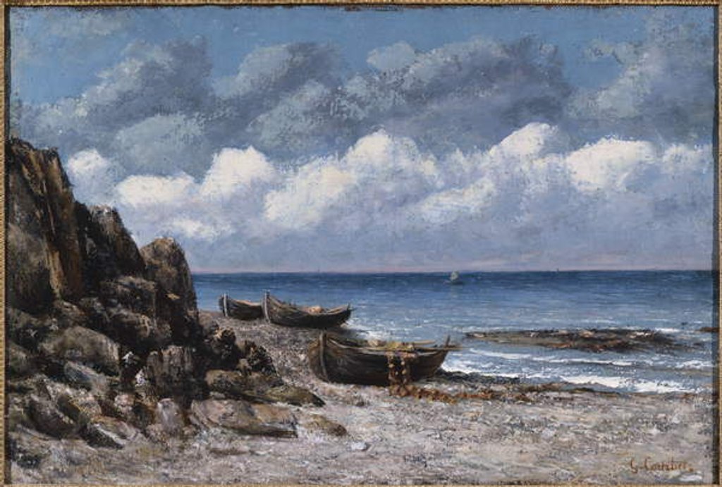 Detail of Boats at St. Aubain by Gustave Courbet