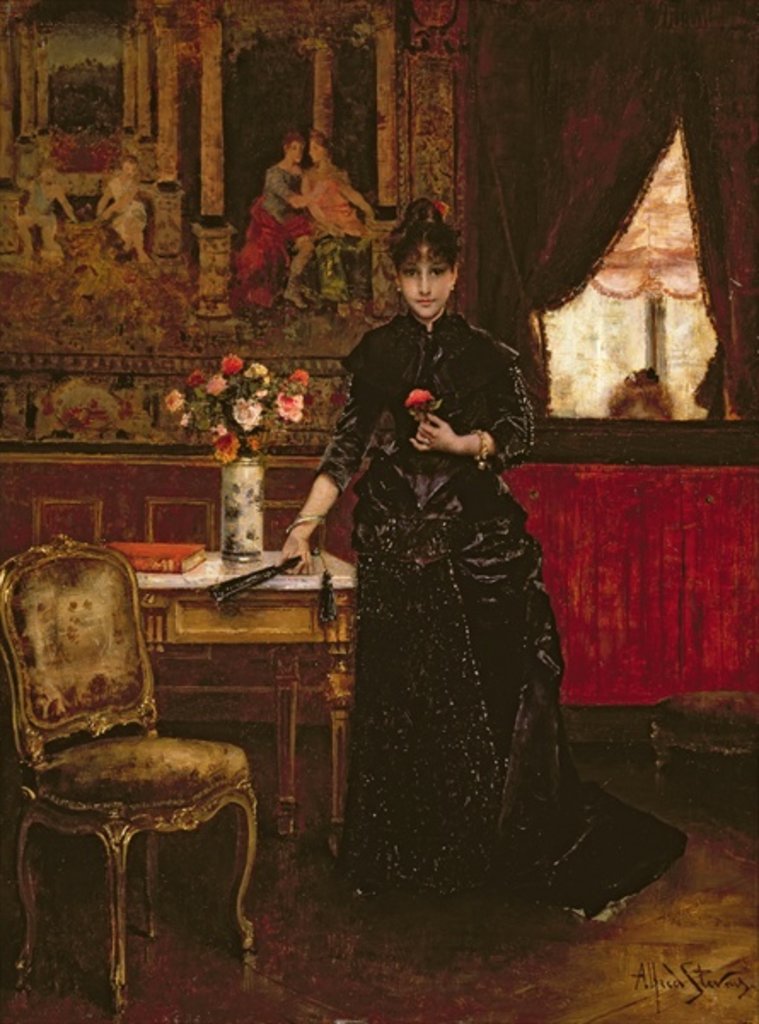 Detail of Woman with a carnation by Alfred Emile Stevens