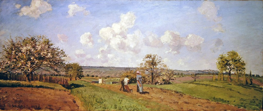 Detail of In the fields, 1872 by Camille Pissarro