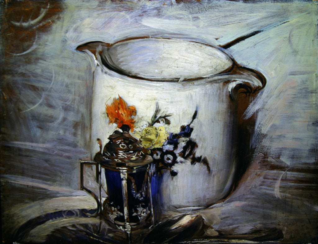 Detail of Still life with mustard pot and pitcher by Giovanni Boldini