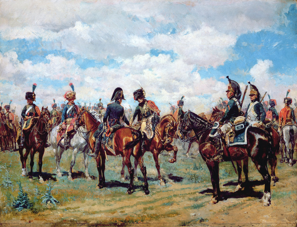 Detail of Soldiers on horseback by Jean-Louis Ernest Meissonier