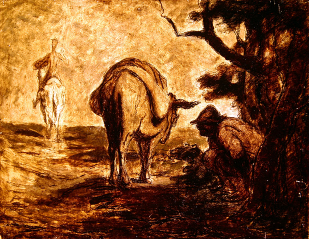 Detail of Don Quixote and Sancho Panza relieving himself, c. 1855 by Honore Daumier