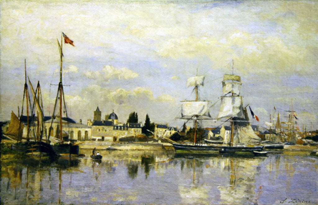 Detail of The Bassin Saint-Pierre at Caen by Stanislas Victor Edouard Lepine