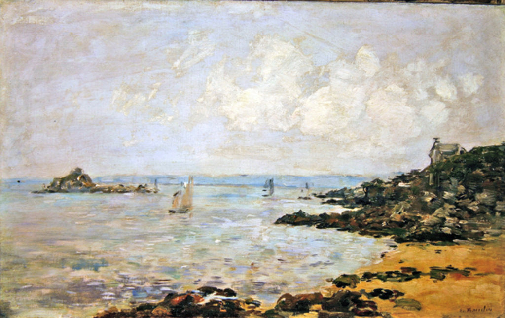 Detail of The Bay of Douarnenez and Ile Tristan by Eugene Louis Boudin