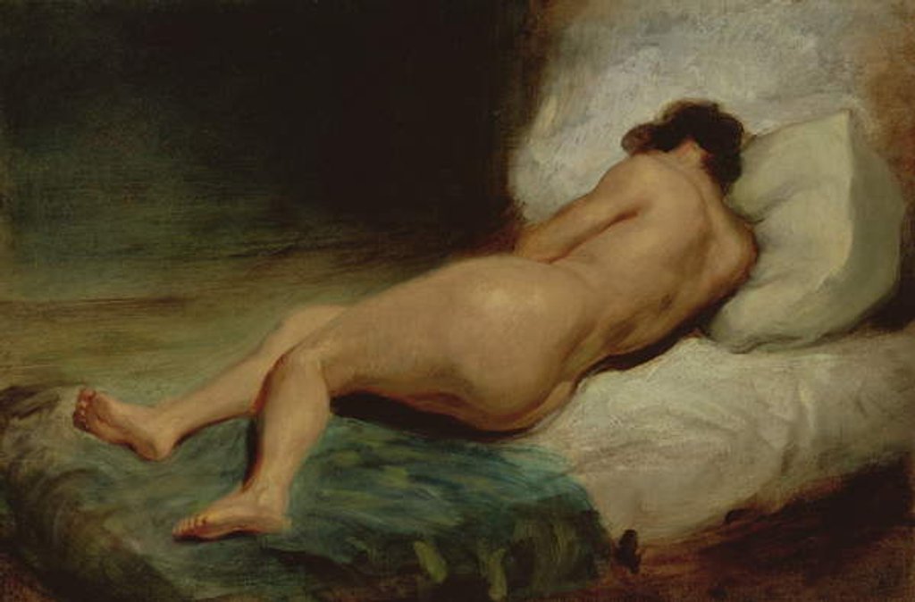 Detail of Nude woman lying on a bed, c.1824-26 by Ferdinand Victor Eugene Delacroix