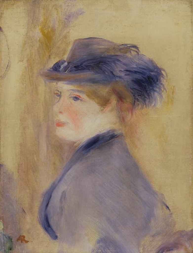 Detail of Woman in Blue with a Plumed Hat, c.1875 by Pierre Auguste Renoir