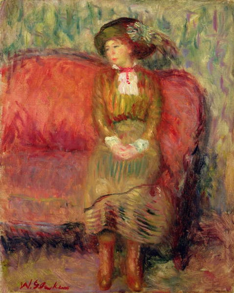 Detail of Girl Seated on a Red Sofa by William James Glackens