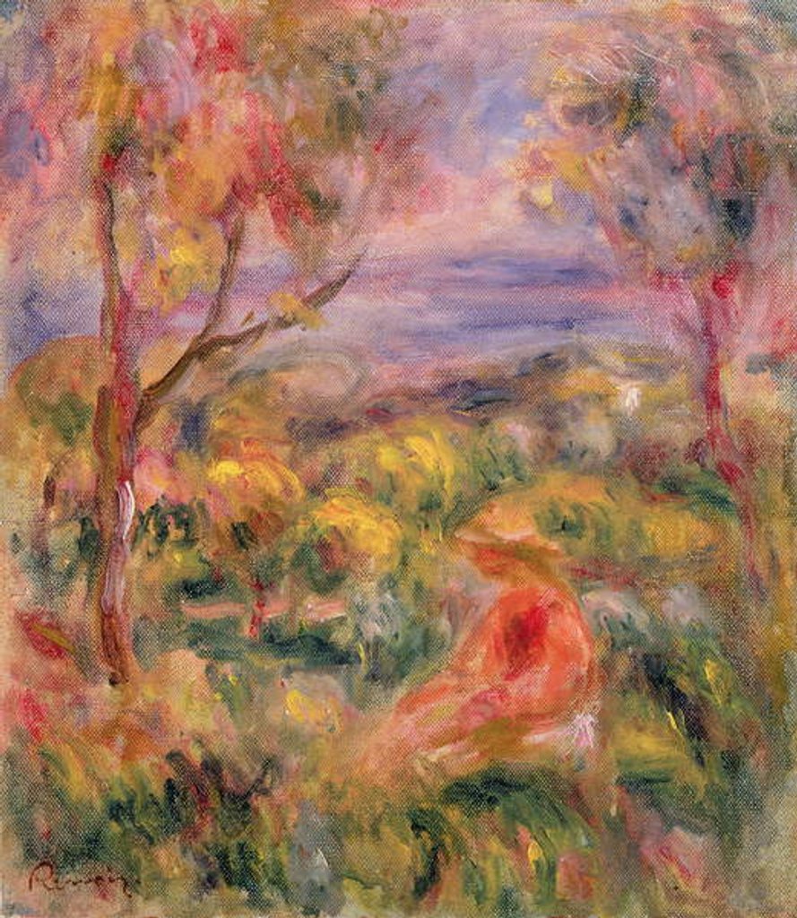 Detail of Girl and Two Trees in a Landscape, 1917 by Pierre Auguste Renoir