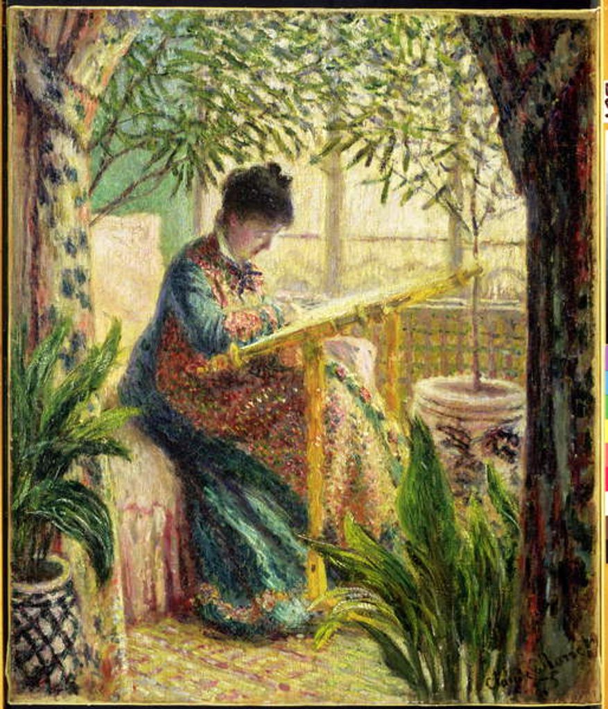 Detail of Madame Monet Embroidering 1875 by Claude Monet