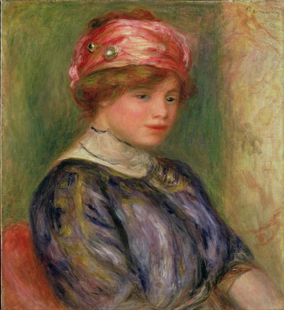 Detail of Girl with a Pink Hat, 1911 by Pierre Auguste Renoir