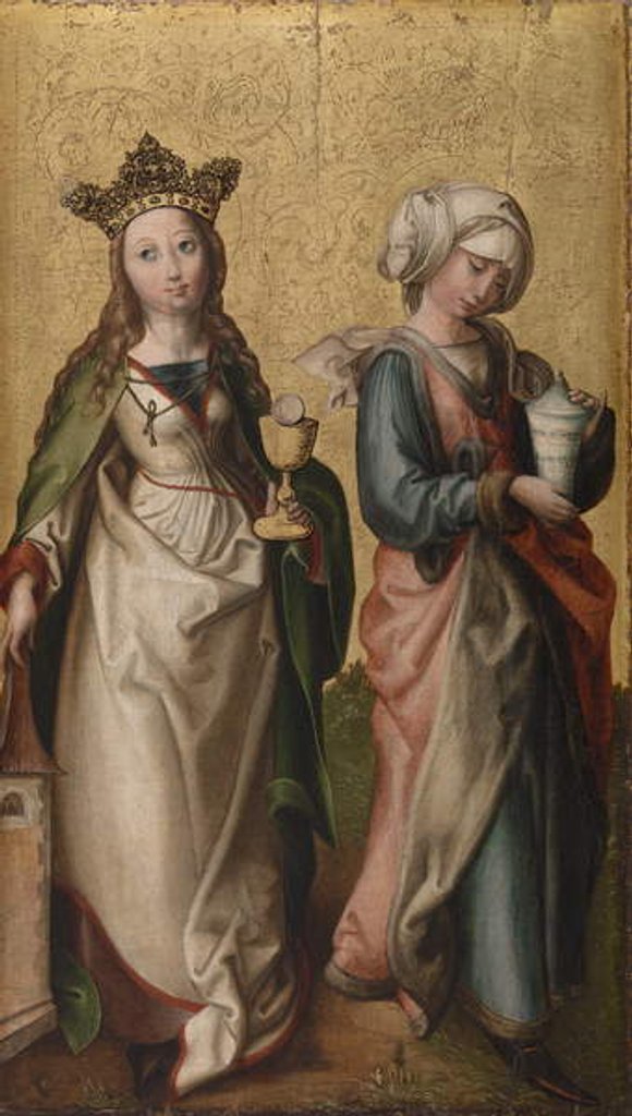 Detail of St. Barbara and St. Mary Magdalene by German School