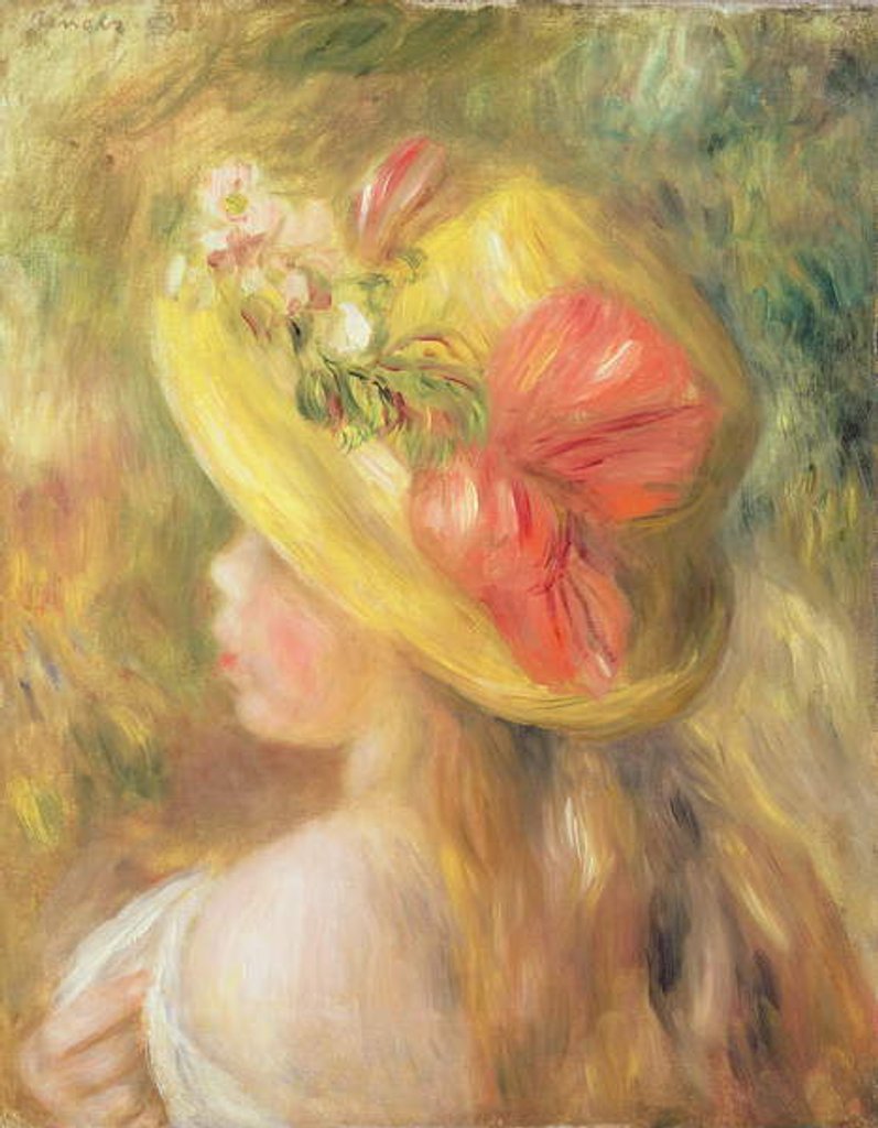 Detail of Head of a Girl with a Hat, 1893 by Pierre Auguste Renoir