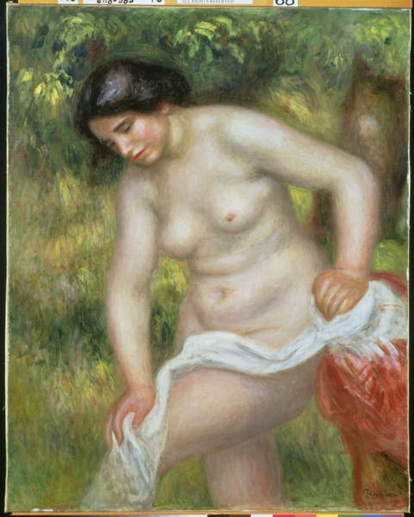 Detail of Bather Drying Herself with a White Cloth by Pierre Auguste Renoir