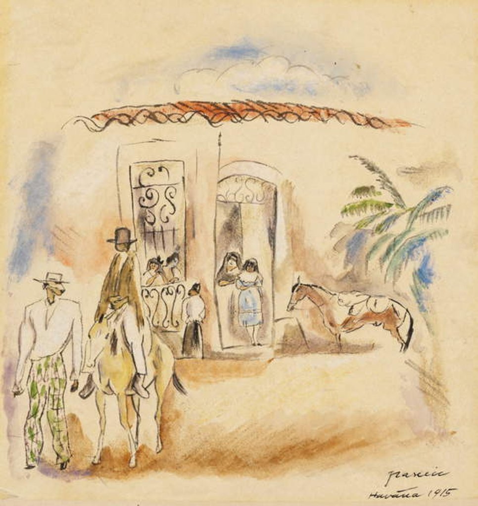 Detail of Landscape with Figures, Havana, 1915 by Jules Pascin