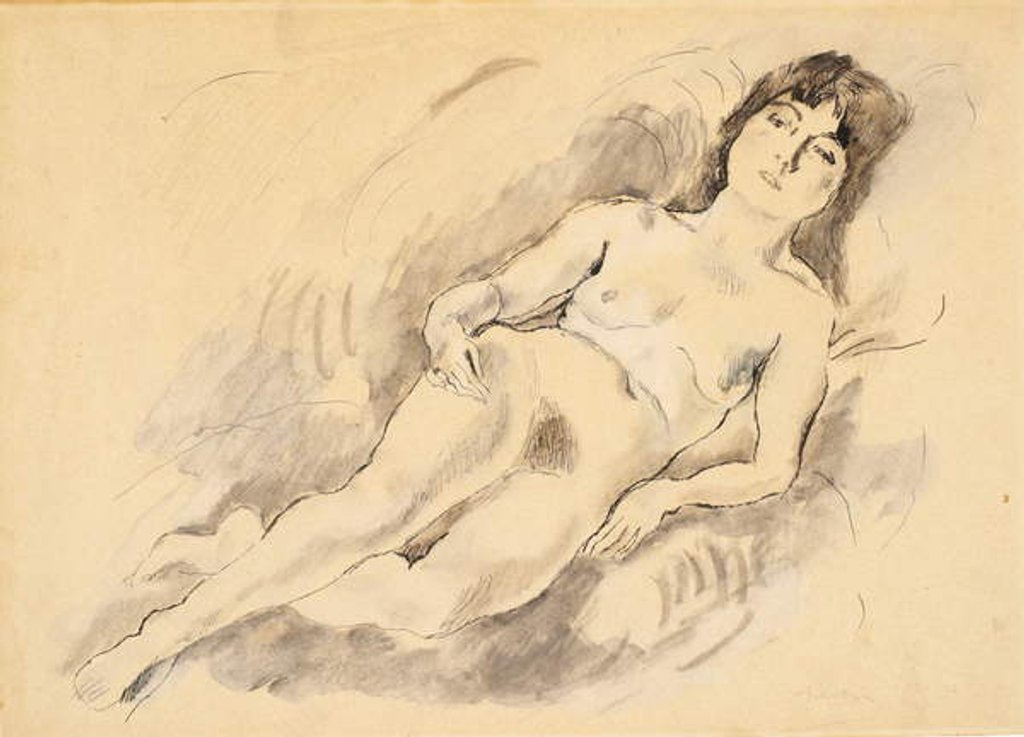 Detail of Reclining Nude by Jules Pascin
