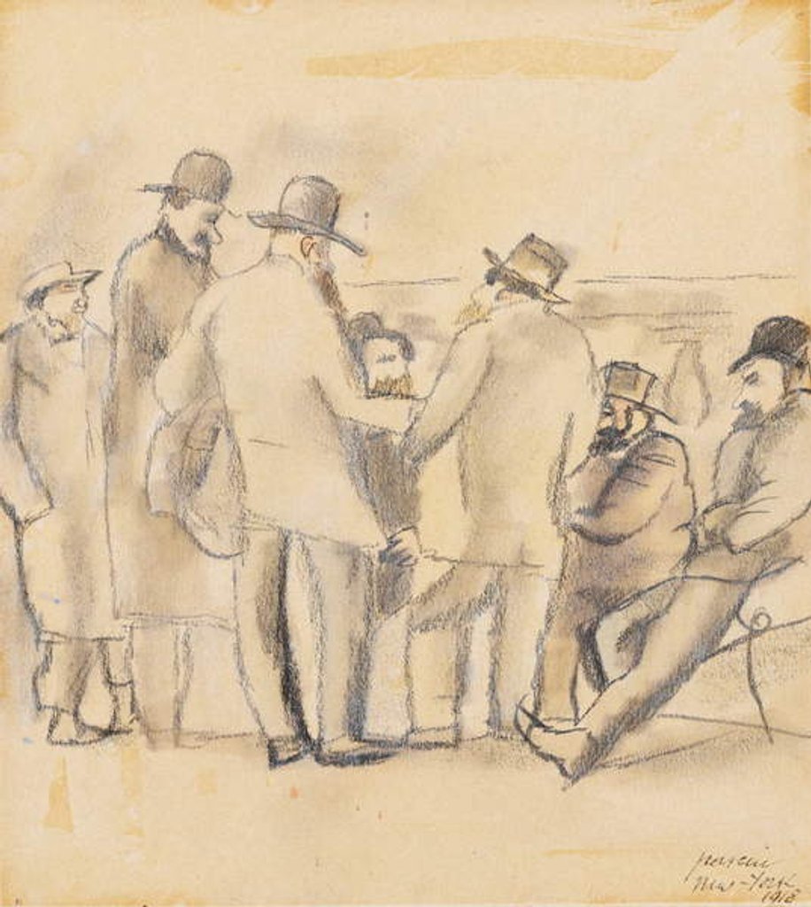 Detail of Group of Men, New York, 1918 by Jules Pascin