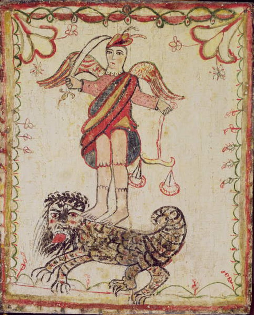 Detail of St. Michael and the Dragon by School American