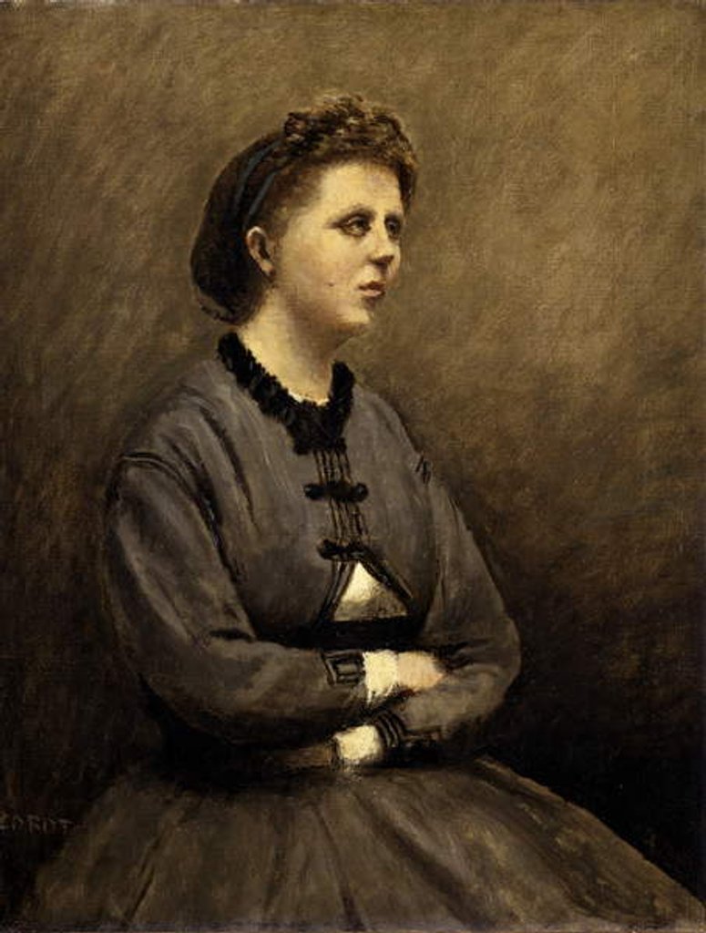 Detail of Woman in Grey by Jean Baptiste Camille Corot