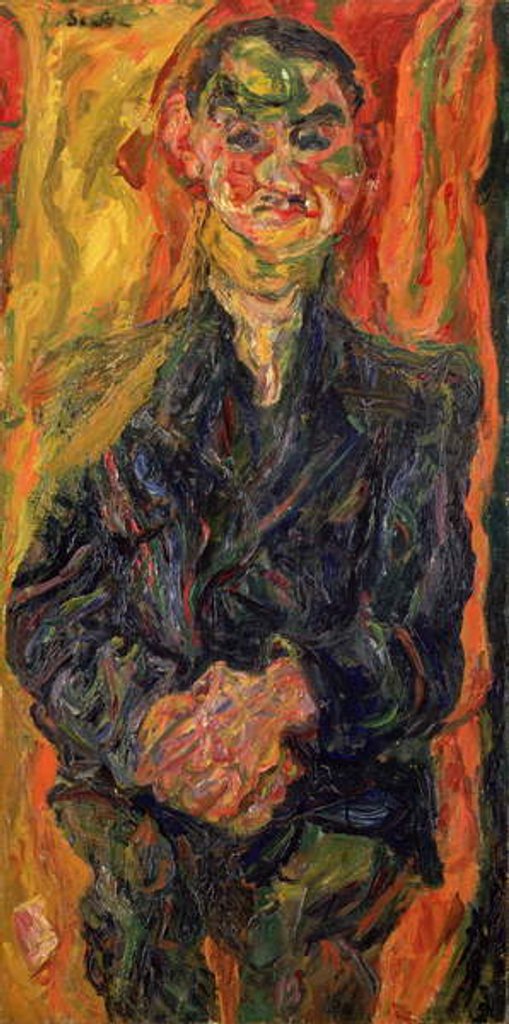 Detail of Man in Blue, with a Yellow and Red Background by Chaim Soutine