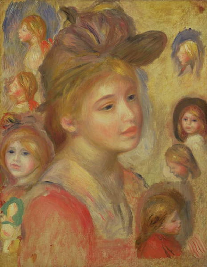Detail of Studies of Girls' Heads, 1893 by Pierre Auguste Renoir