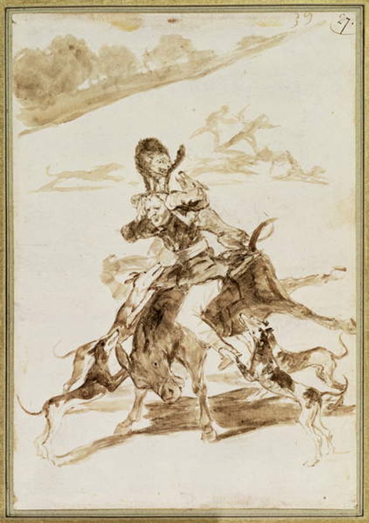 Detail of Dogs Attacking a Man on a Mule by Francisco Jose de Goya y Lucientes