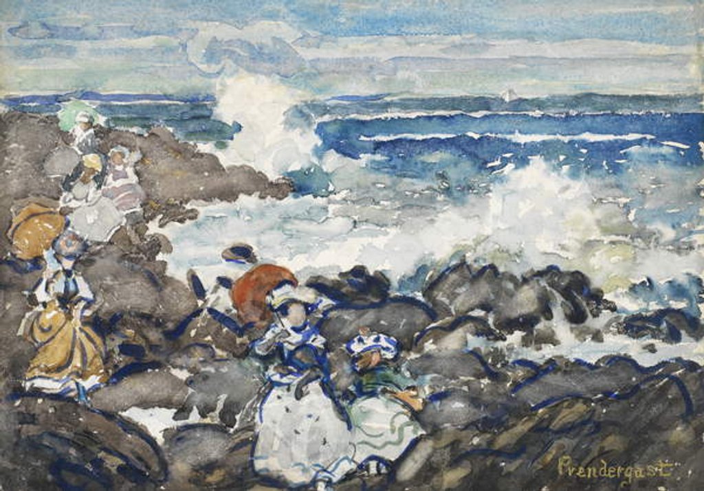 Detail of Rocks and Waves and Figures by Maurice Brazil Prendergast