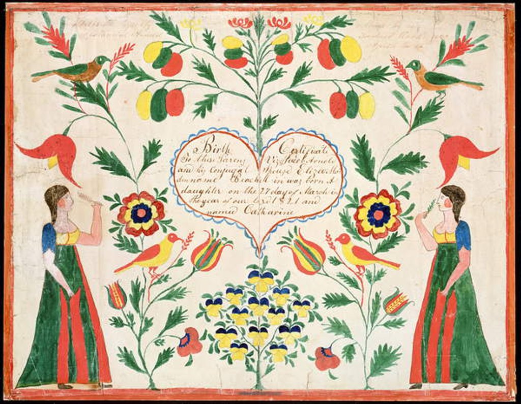 Detail of Birth certificate, 1821 by American School