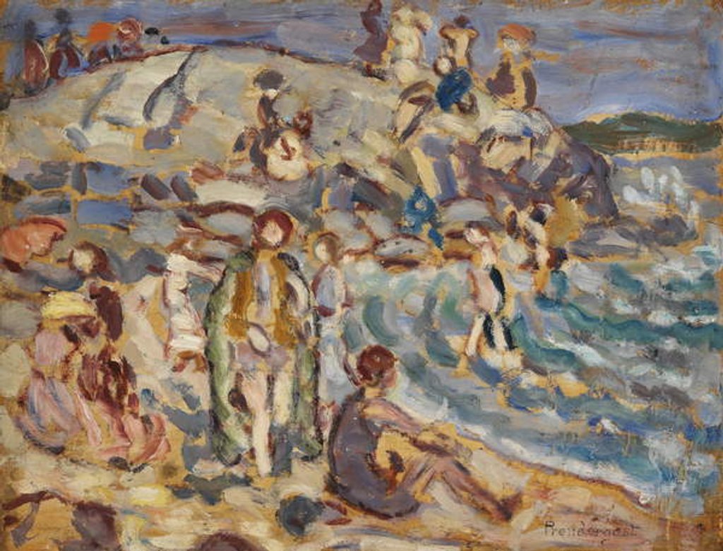Detail of Beach Scene and Hill by Maurice Brazil Prendergast