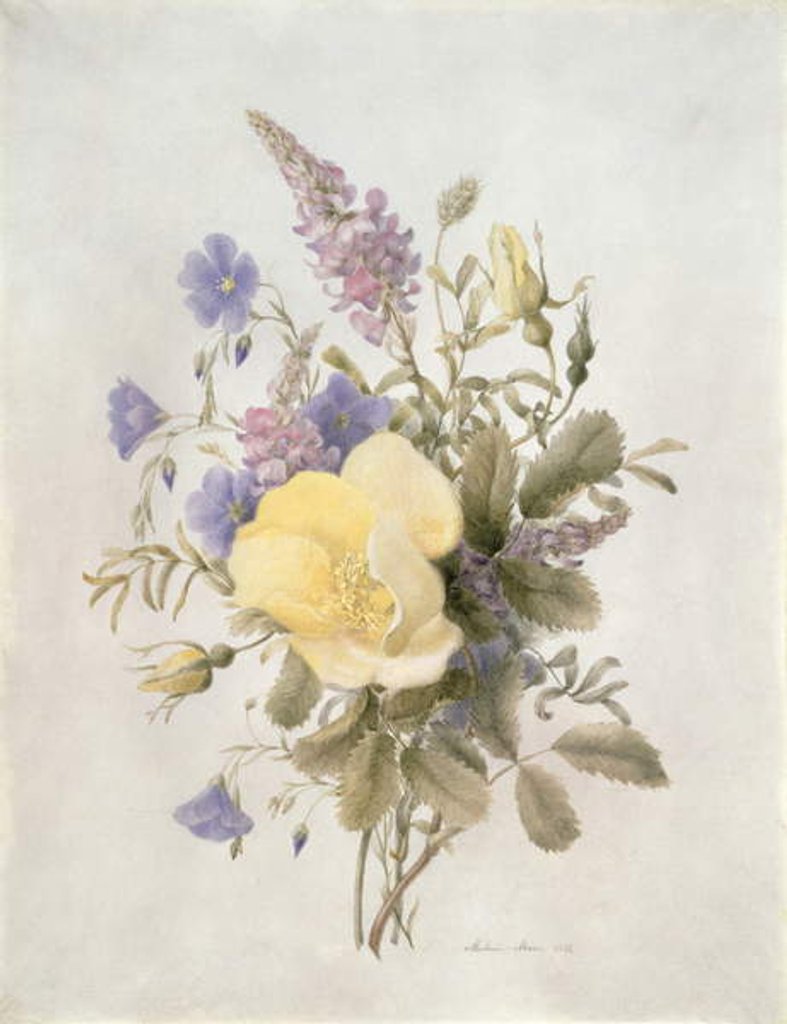 Detail of Flowers with a Yellow Rose, 1840 by French School