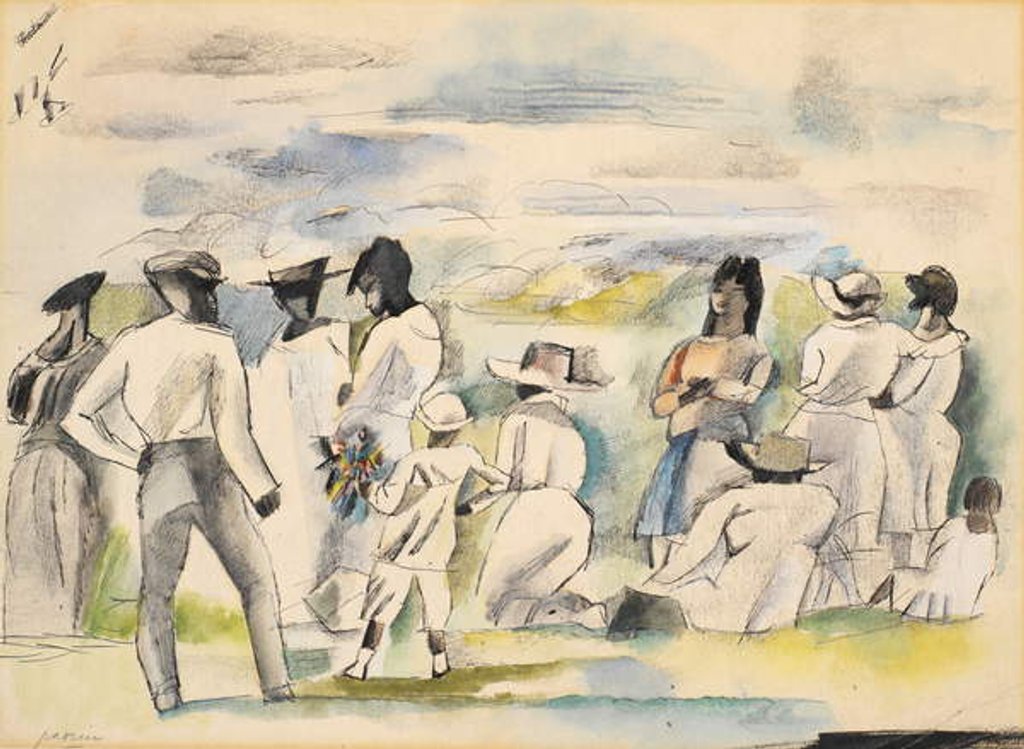 Detail of Negro with Boy Holding Flowers by Jules Pascin