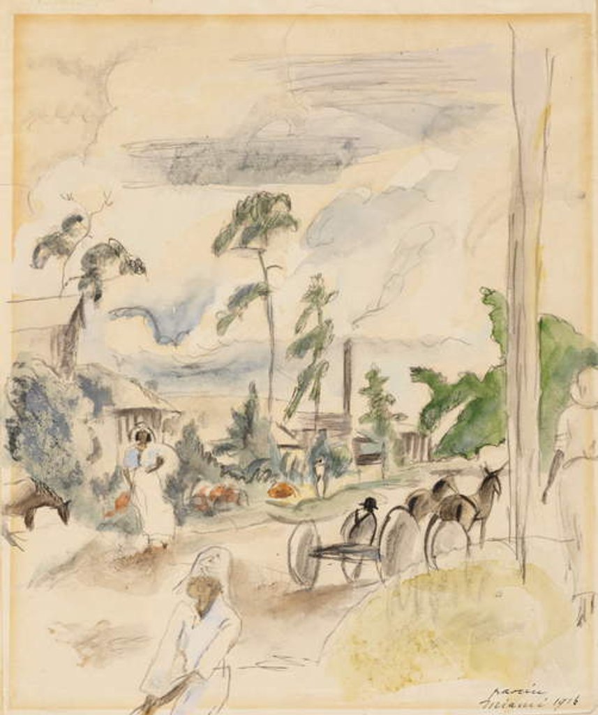 Detail of Landscape with Figures, Miami, 1916 by Jules Pascin
