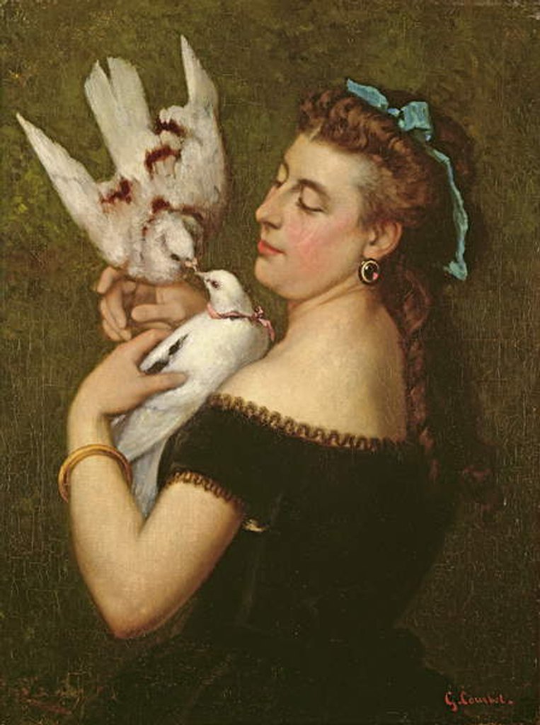 Detail of Woman with Pigeons by Gustave Courbet