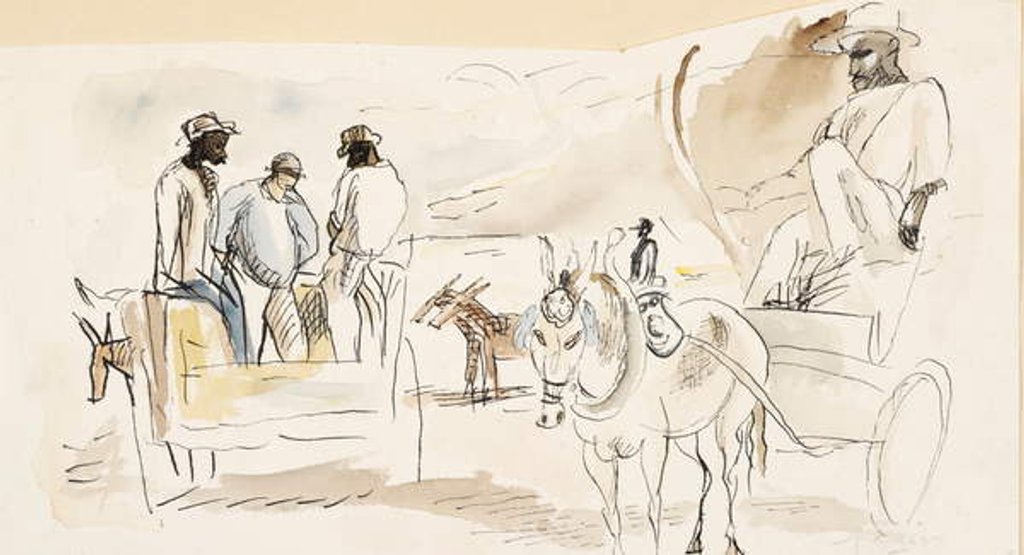 Detail of Black people and Two Carts by Jules Pascin