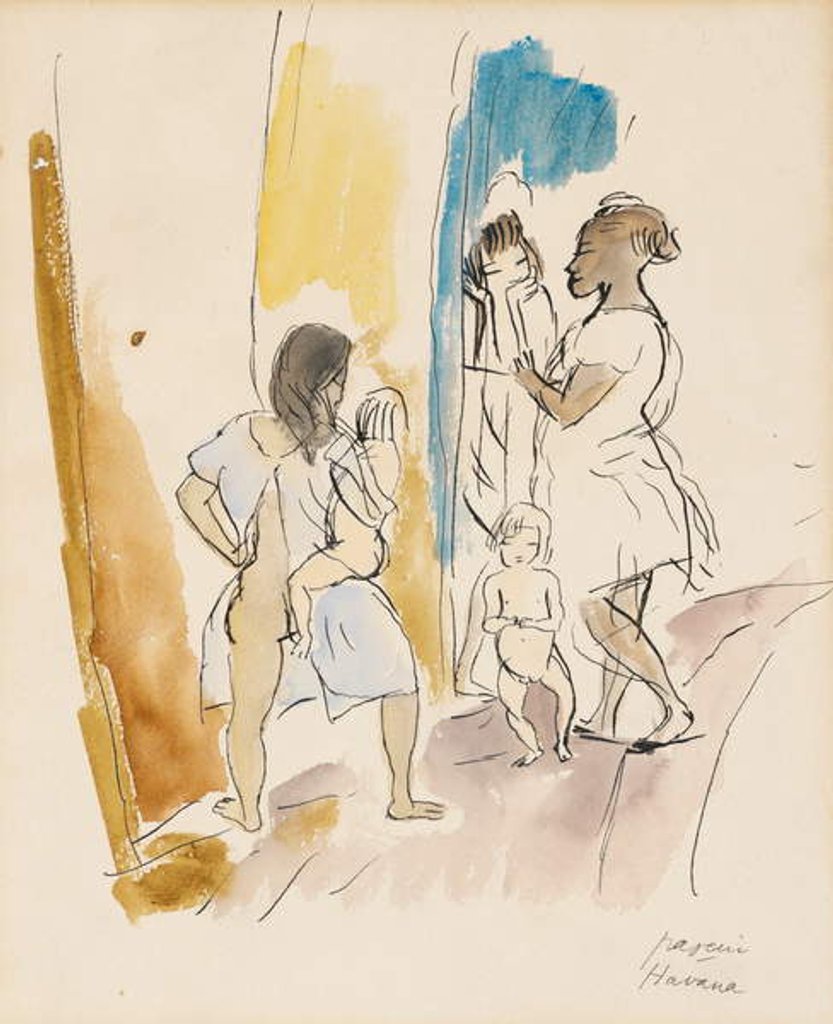 Detail of Three Women and Two Children, Havana by Jules Pascin