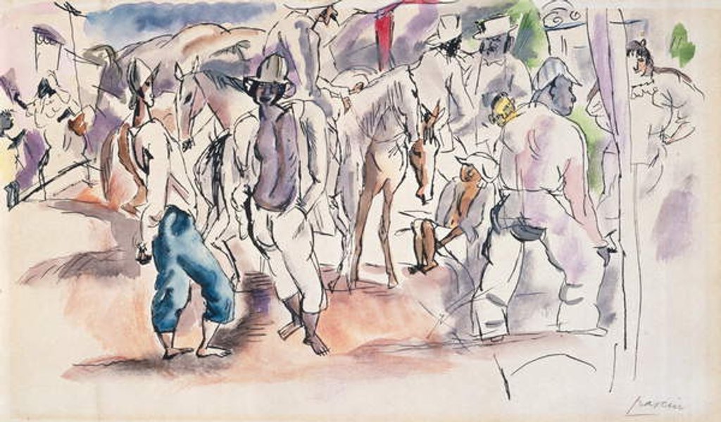 Detail of Figures and Horses by Jules Pascin