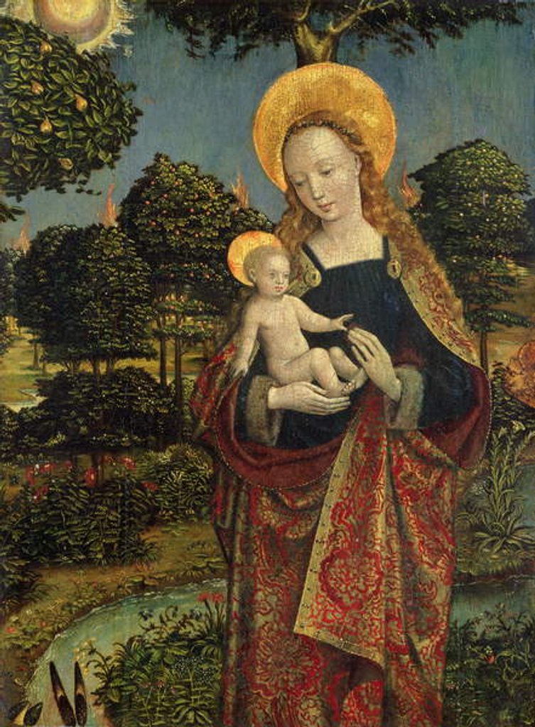 Detail of Madonna and Child in a Landscape, 1470 by German School