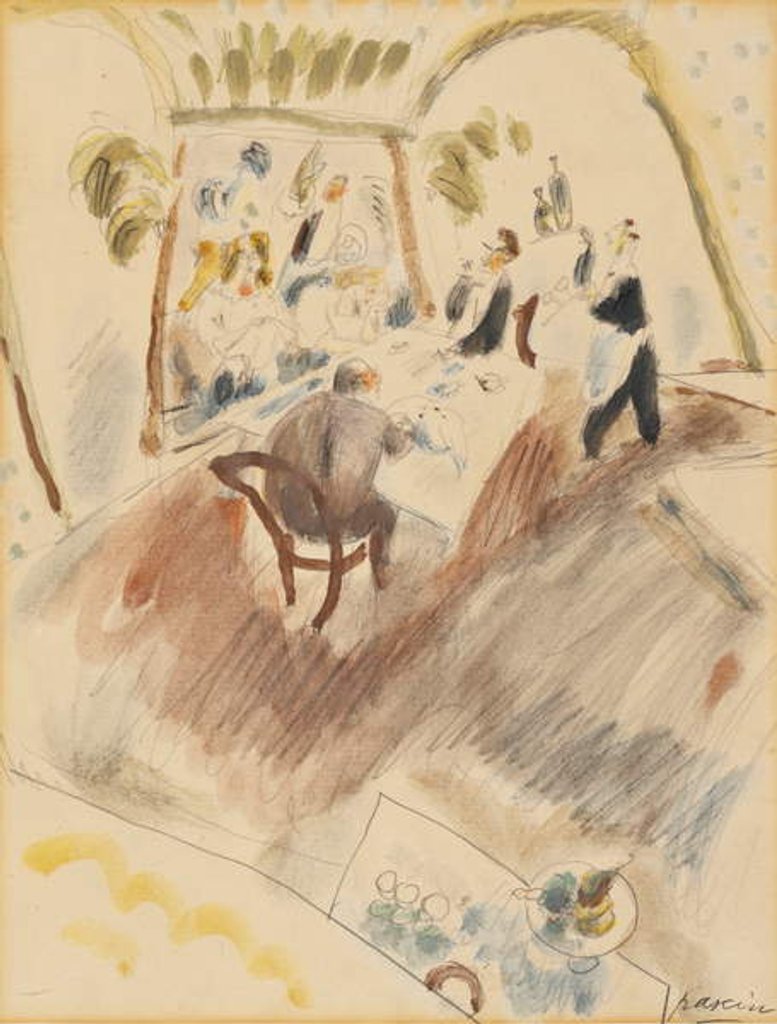 Detail of Two Men Dining by Jules Pascin