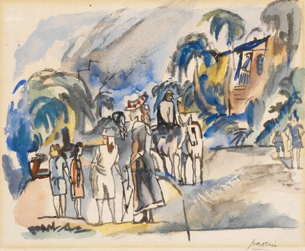 Detail of Southern Landscape with Mother and Children by Jules Pascin