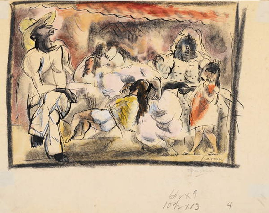 Detail of A man, two women, two children by Jules Pascin