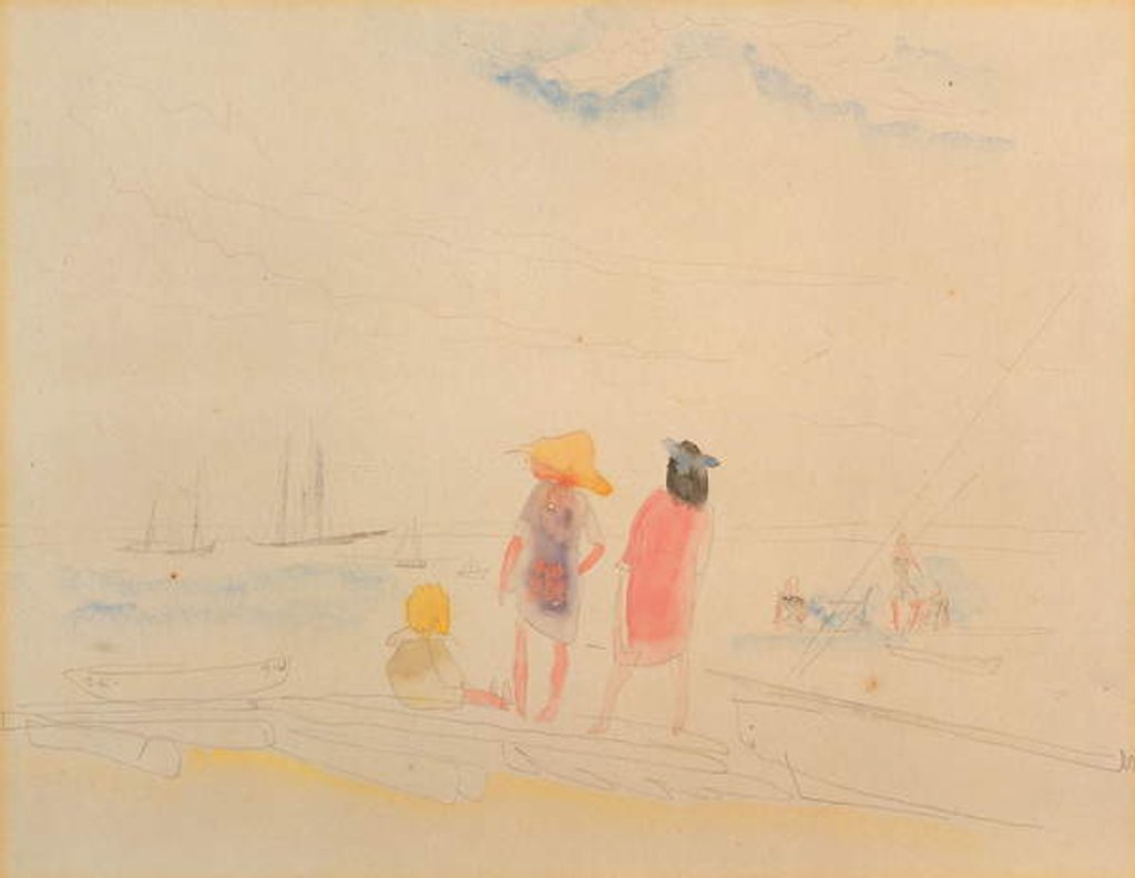 Detail of Two Women and Child on Beach by Charles Demuth