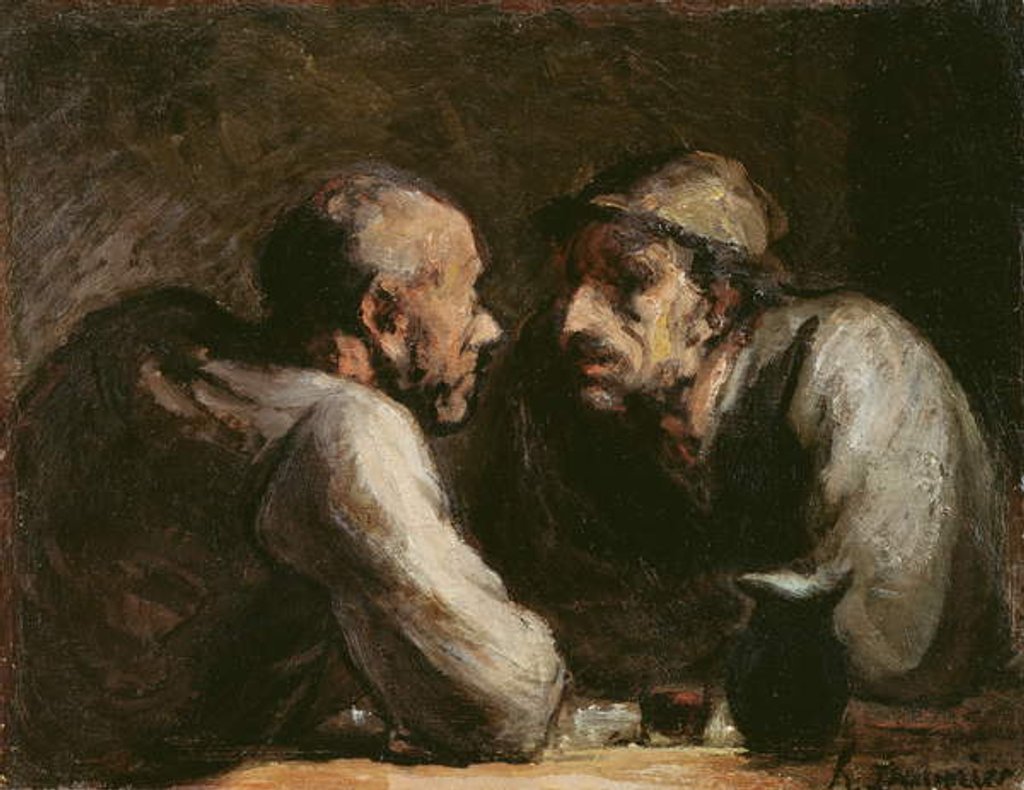 Detail of Les Deux Buveurs by Honore Daumier