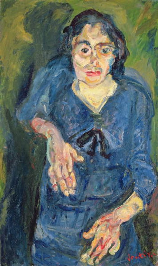 Detail of Portrait - Woman in Blue by Chaim Soutine