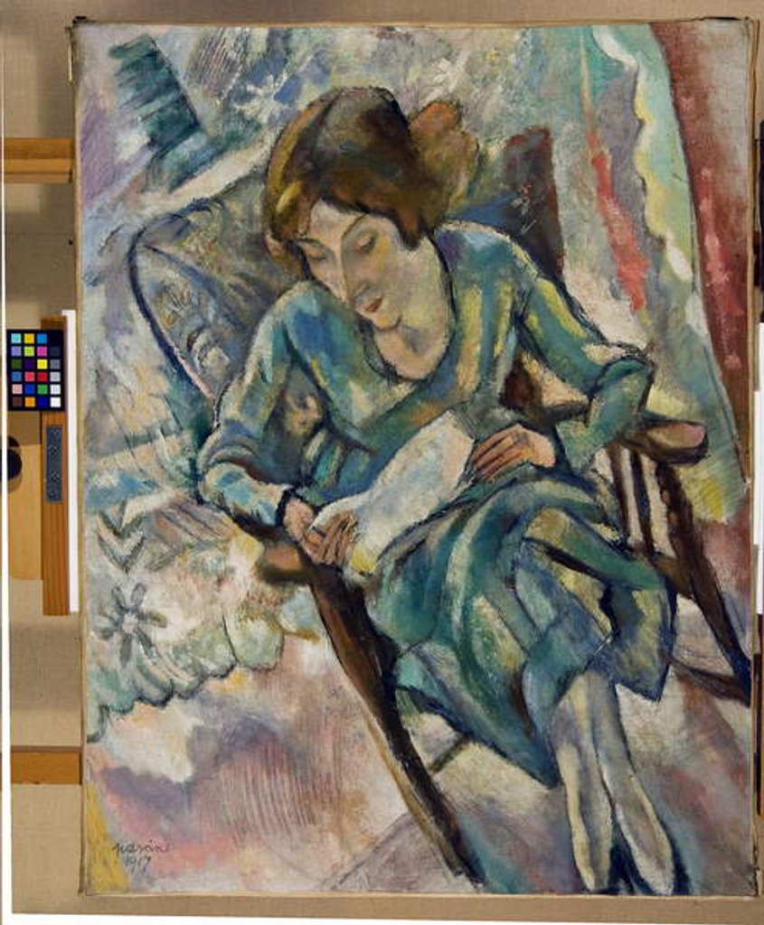 Detail of Girl in Green Reading, 1917 by Jules Pascin