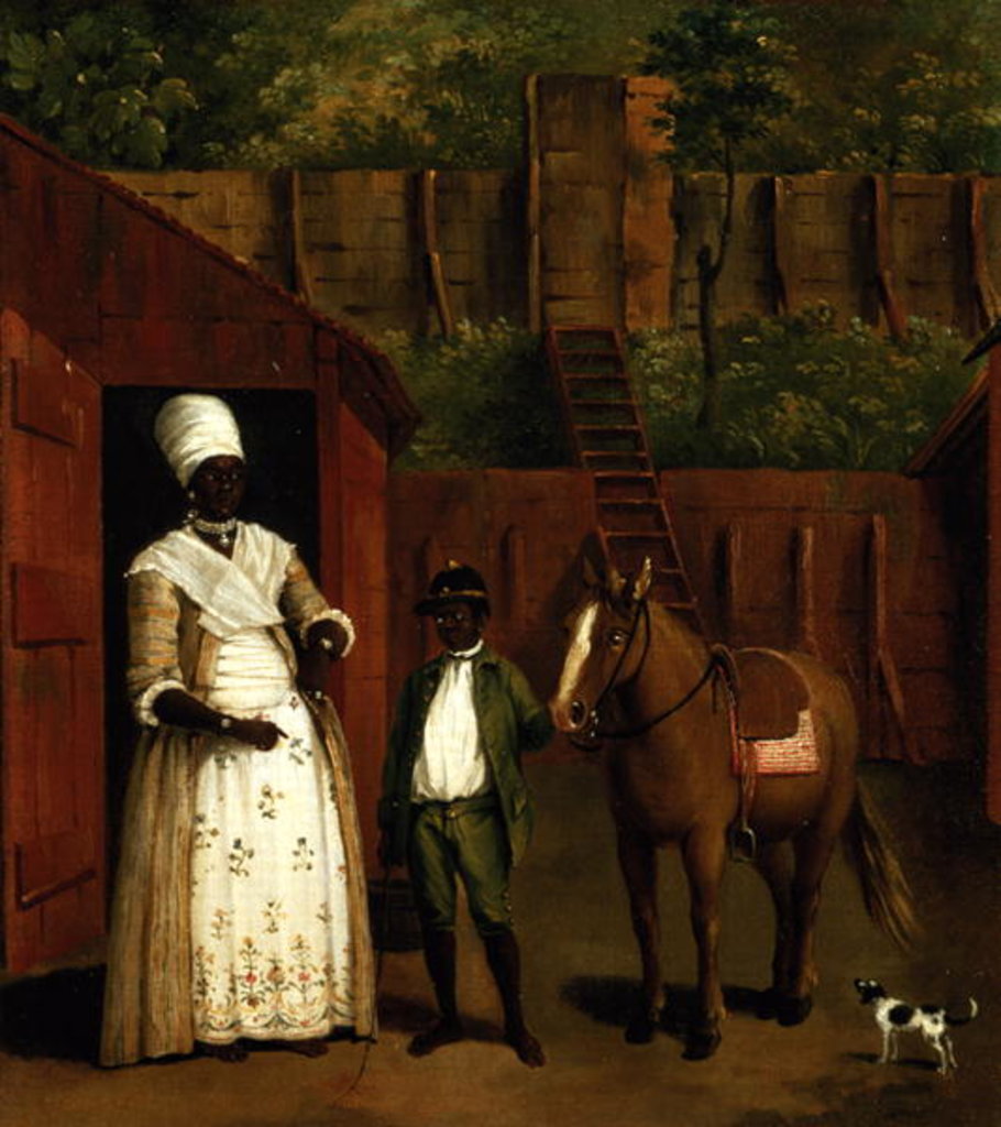 Detail of A Negro Mother and Son with a Pony outside a Stable by Agostino Brunias